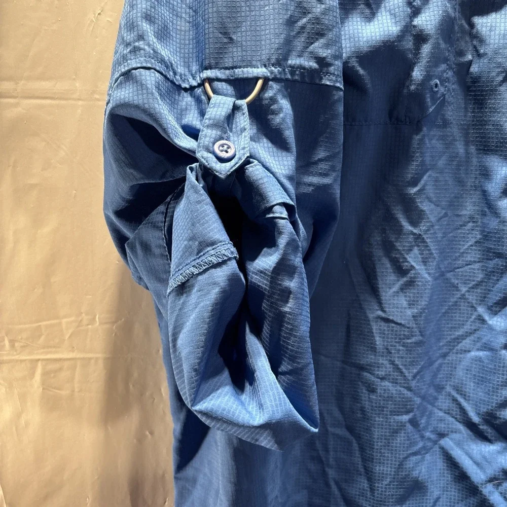 Columbia PFG Omni-Shade Fish Shirt Mens 3XL Blue Long Button Sleeve Button Down
